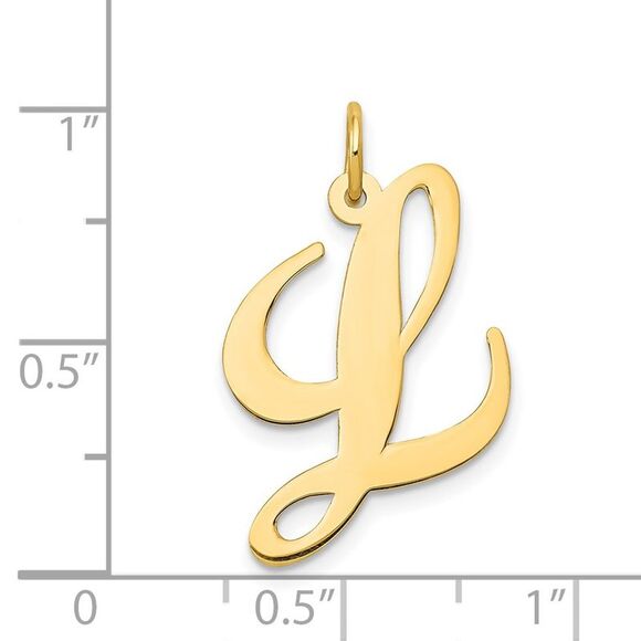 Kazi Luxury 14k Yellow Gold Large Fancy Script Letter L Initial Charm - Picture 3 of 3